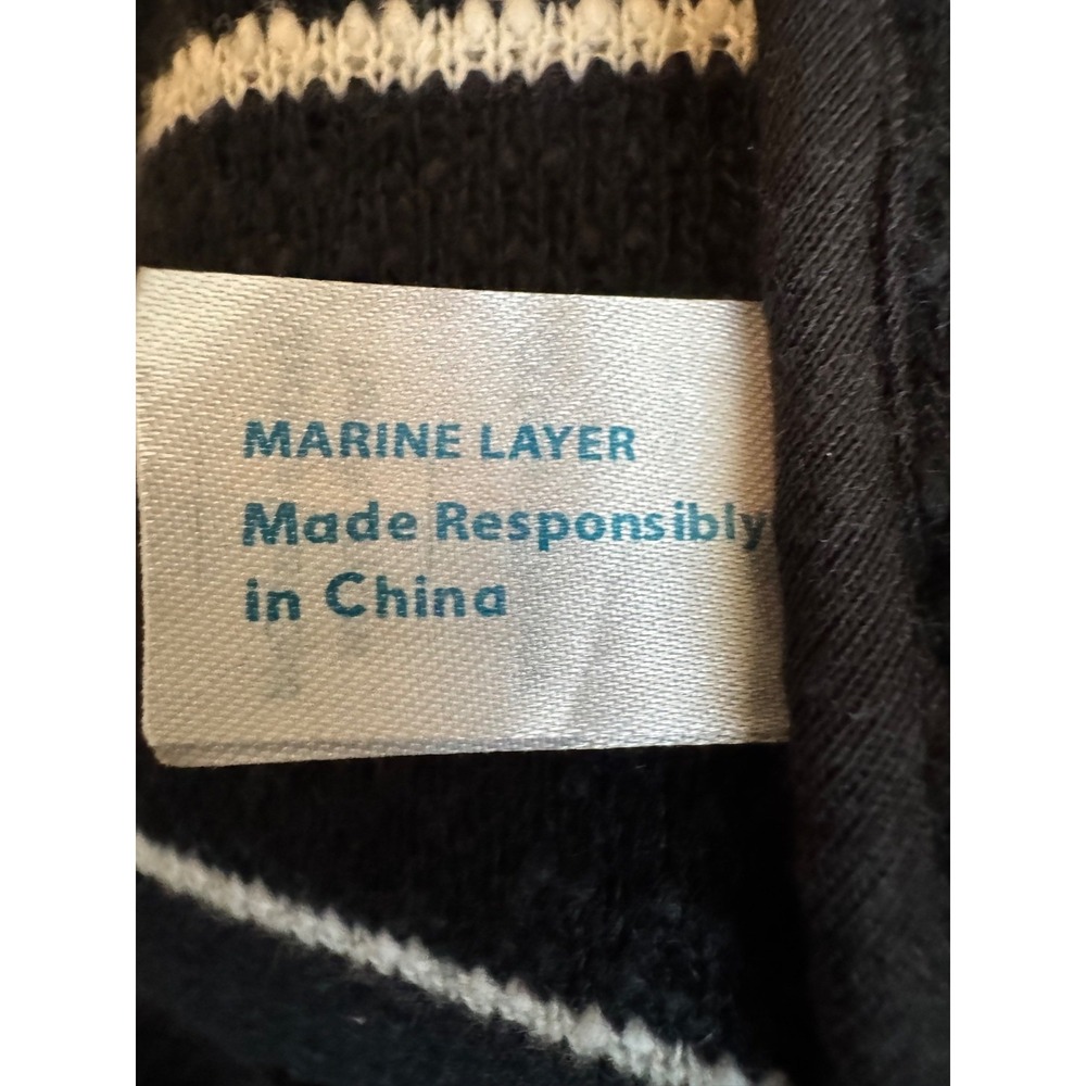 Marine Layer‎ Birdseye Coat Open Front Cardigan Black White Stripes Size Small - Picture 14 of 16